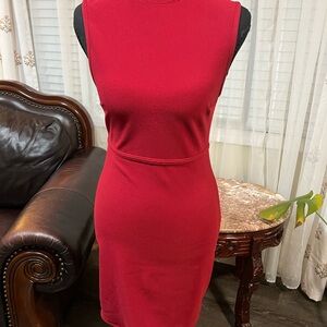 Express Bold Red Sleeveless Midi Dress